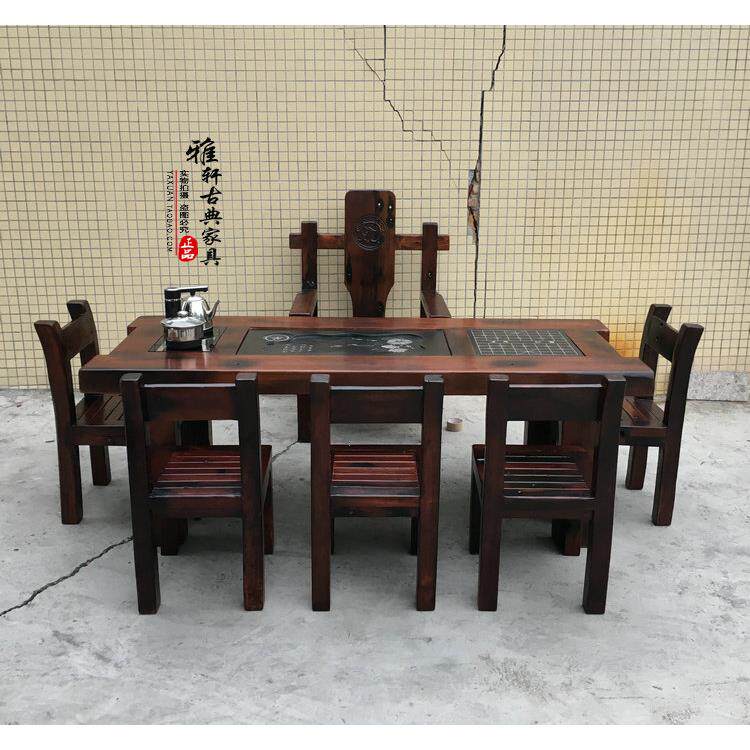 老船木茶桌椅组合实木覆古家具客厅阳台泡茶桌小茶几茶台茶艺桌