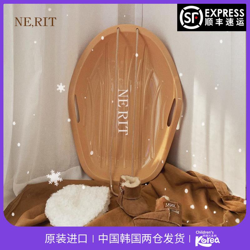 韩国设计师款滑雪板儿童单板加厚耐磨滑草板滑沙雪橇板雪爬犁可拉