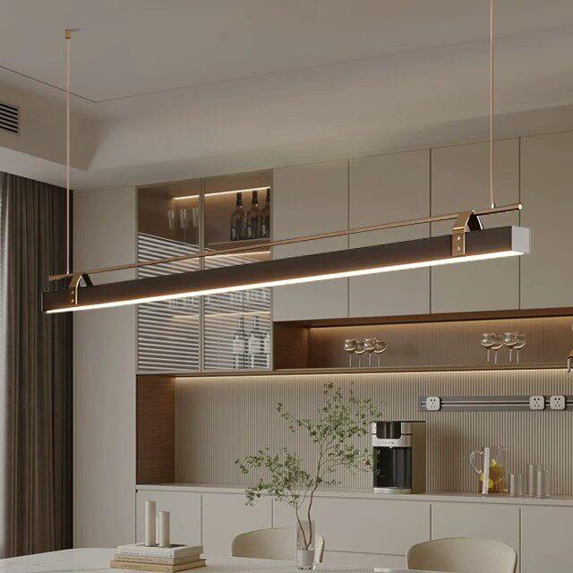 设计师餐厅吊灯意式极简工业风餐桌吧台茶室岛台办公室一字长条灯