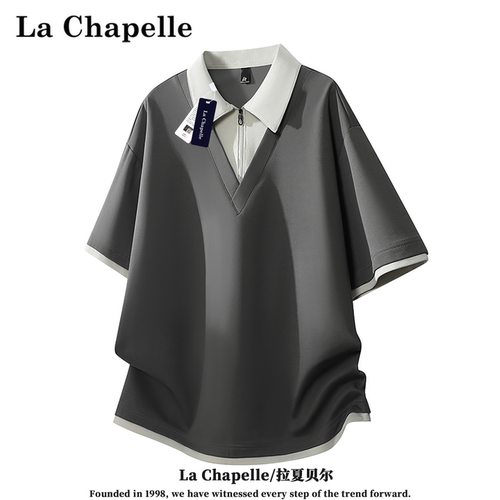 拉夏贝尔7A抗菌假两件POLO衫T恤