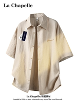 La Chapelle 2026 Summer New American-style fashion embroidered Lyocell Tencel linen lapel short-sleeved shirt for men thumbnail 7