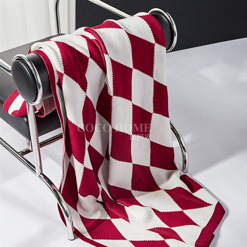 2024新款盖毯 夏天空调毯棋盘格棱形针织毯软装样板房搭配毛毯,床上用品,床旗,淘宝优惠券,粉丝福利购,淘宝优惠卷