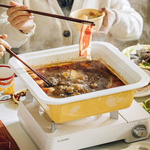 树可银杏搪瓷火锅电磁炉专用锅方锅打边炉大容量汤锅加热不粘不糊