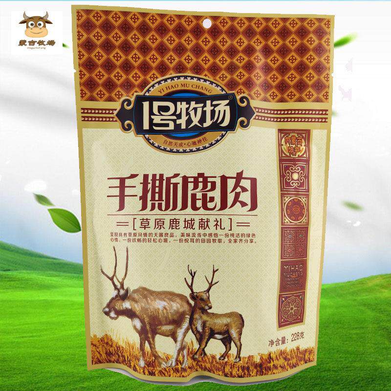 一号牧场1号牧场内蒙古特产228g零食手撕鹿肉干风干肉