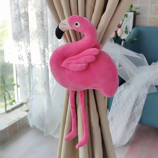 卡通毛绒火烈鸟窗帘绑带乔治的恐龙可爱儿童房纱帘绑带装饰点缀