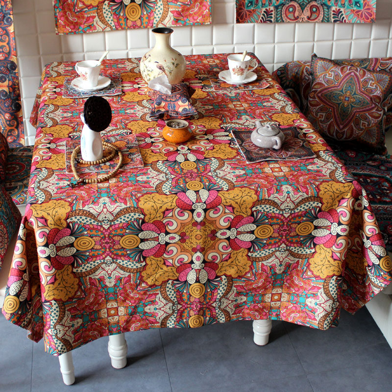 东南亚民族风棉麻复古盖巾波西米亚圆餐桌台布茶几布正长方形桌布,居家布艺,桌布,淘宝优惠券,粉丝福利购,淘宝优惠卷