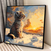 可爱小老虎画画diy数字油画填充填色手工手绘涂色解压解闷油彩画