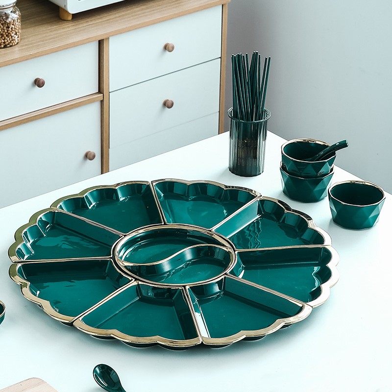 陶瓷拼盘家用创意组合餐具扇形汤盘团圆宴会摆盘海鲜圆盘聚餐串盘,餐饮具,盘,淘宝优惠券,粉丝福利购,淘宝优惠卷