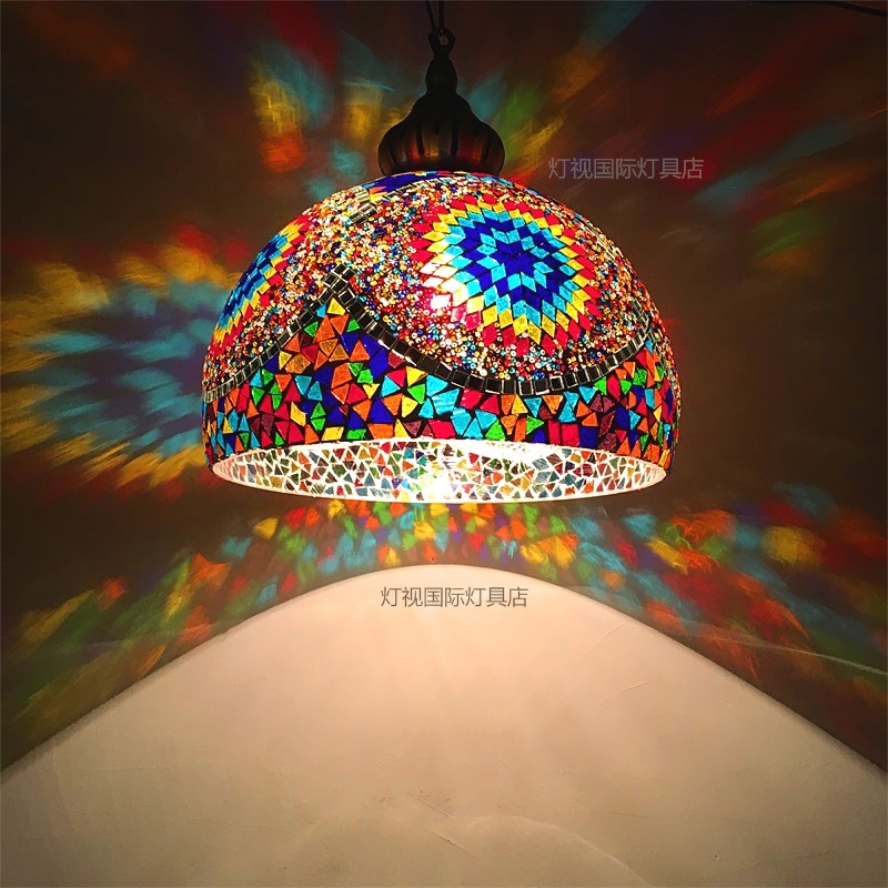 新疆特色餐厅吊灯复古浪漫餐厅咖啡厅西餐酒吧酒店玻璃装饰吊灯,家装灯饰光源,餐厅吊灯,淘宝优惠券,粉丝福利购,淘宝优惠卷