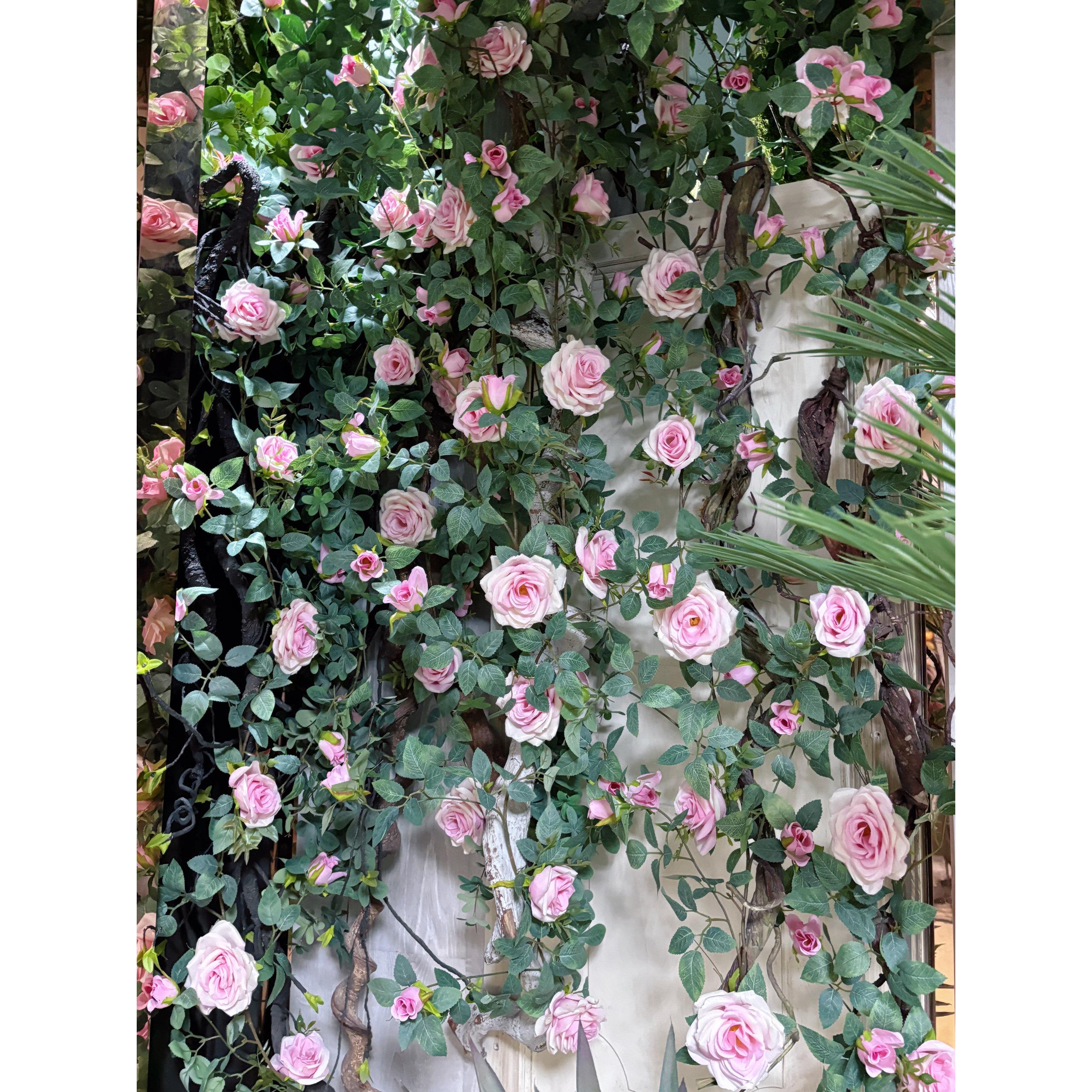 仿真玫瑰花藤假花藤条空调栅栏吊花装饰藤蔓管子塑料高档墙面遮挡