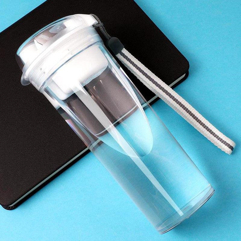 特百惠晶彩塑料水杯子防漏运动茶杯400ml600ml随手杯塑料杯