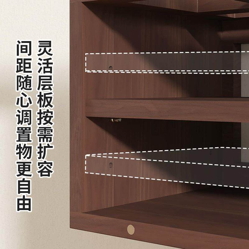 复古木质藤编路由收纳置物架适配墙面桌面双场景多功能装饰储物盒