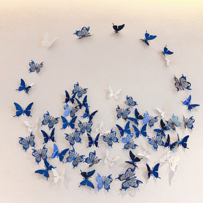 不锈钢蝴蝶仿真自粘3d立体墙贴防水防潮防霉卧室背景装饰空中吊饰,家居饰品,软装墙贴,淘宝优惠券,粉丝福利购,淘宝优惠卷