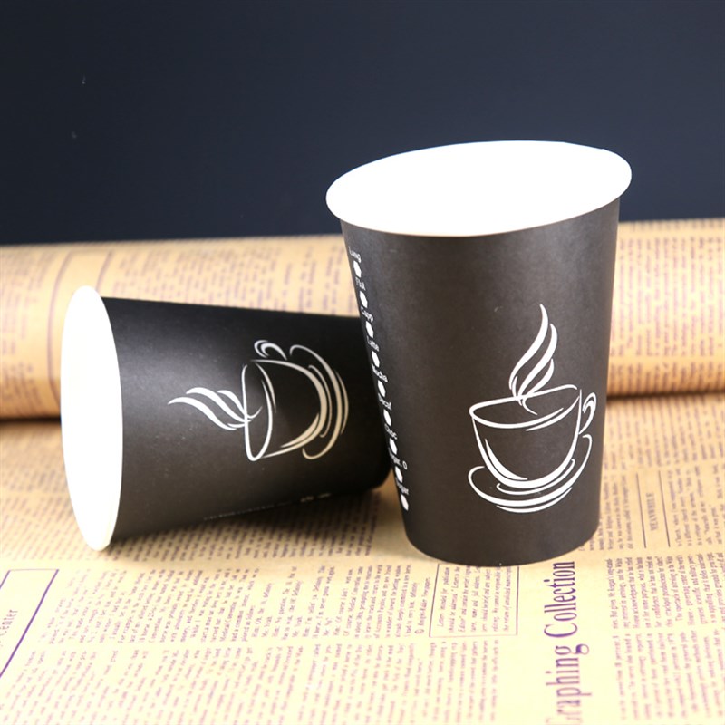 加厚黑咖啡奶茶杯 1千只 加厚纸杯 带盖  一次性纸杯 奶茶杯
