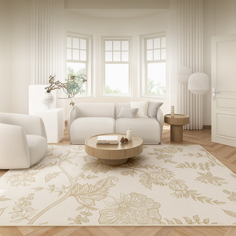 法式奶油风地毯客厅可擦免洗沙发茶几毯简约卧室花朵地垫2024新款,居家布艺,地毯,淘宝优惠券,粉丝福利购,淘宝优惠卷