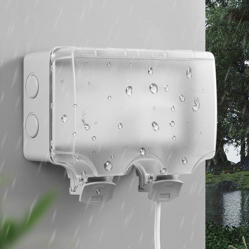 双联86型户外防水插座明装电源防雨罩庭院五孔电动车充电盒防暴雨,电子/电工,防溅盒,淘宝优惠券,粉丝福利购,淘宝优惠卷