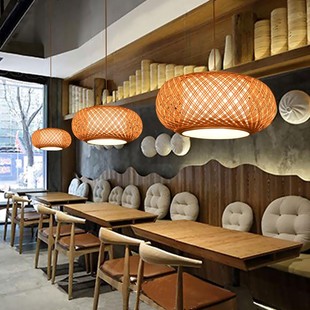 中式饭店茶室复古禅意中国风小吊灯竹编灯笼日式餐厅鸟笼竹艺灯具