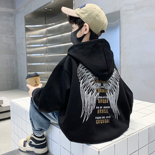 男童加绒卫衣2023新款中大童秋装男孩春款儿童套装长袖内搭衣秋冬