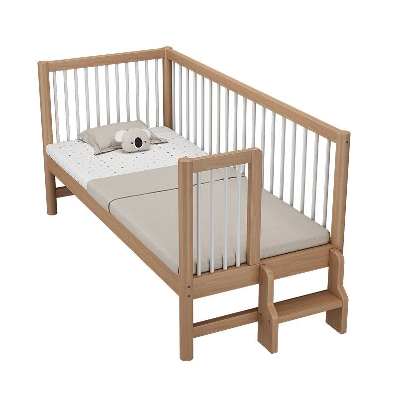 榉木婴儿拼接床可调节高度实木无甲醛加宽床宝宝护栏可升降定制床