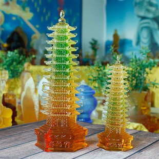 六合春 琉璃文昌塔13层九层7层创意家居装饰品客厅书房书桌摆件