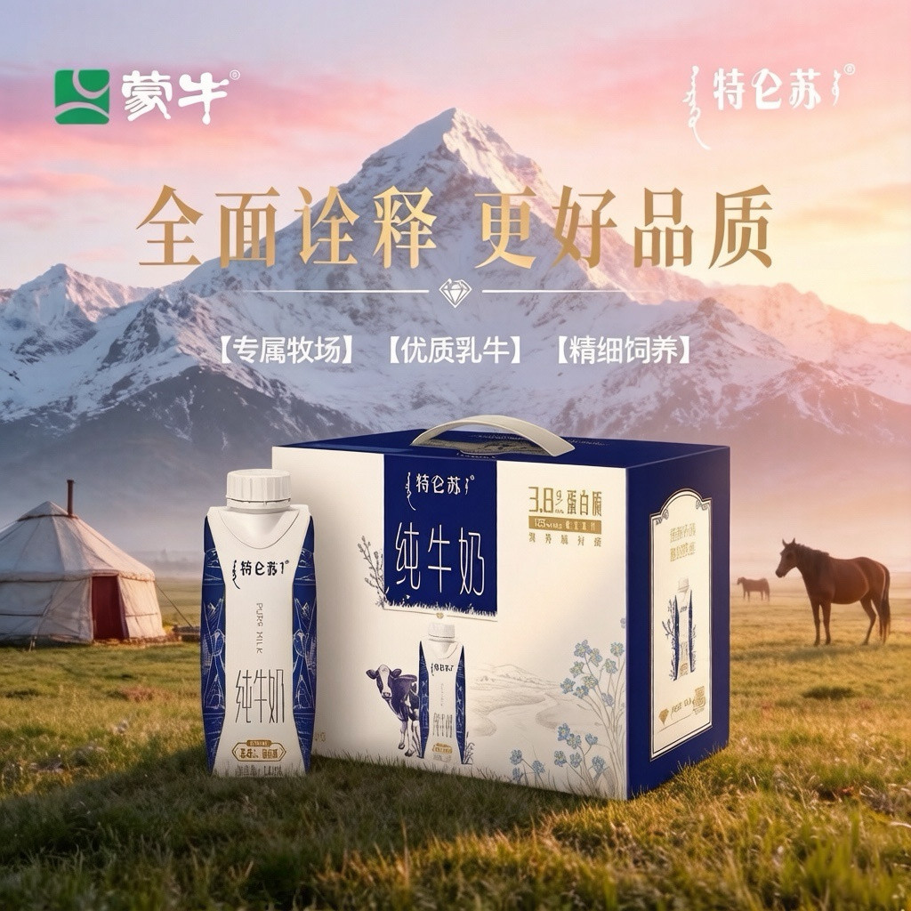 蒙牛特仑苏纯牛奶梦幻盖250ml*10盒装3.8g蛋白营养早餐奶生牛乳