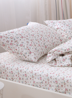 白底小碎花枕套纯棉一对装可爱淑女田园风枕头套全棉单人48x74cm