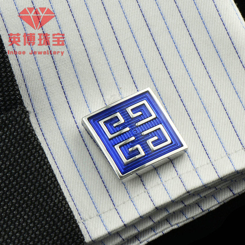 INBEV FRENCH METAL CUFFLINKS WHITE STEEL ENAMEL FRENCH SHIRT CUFFLINKS F287