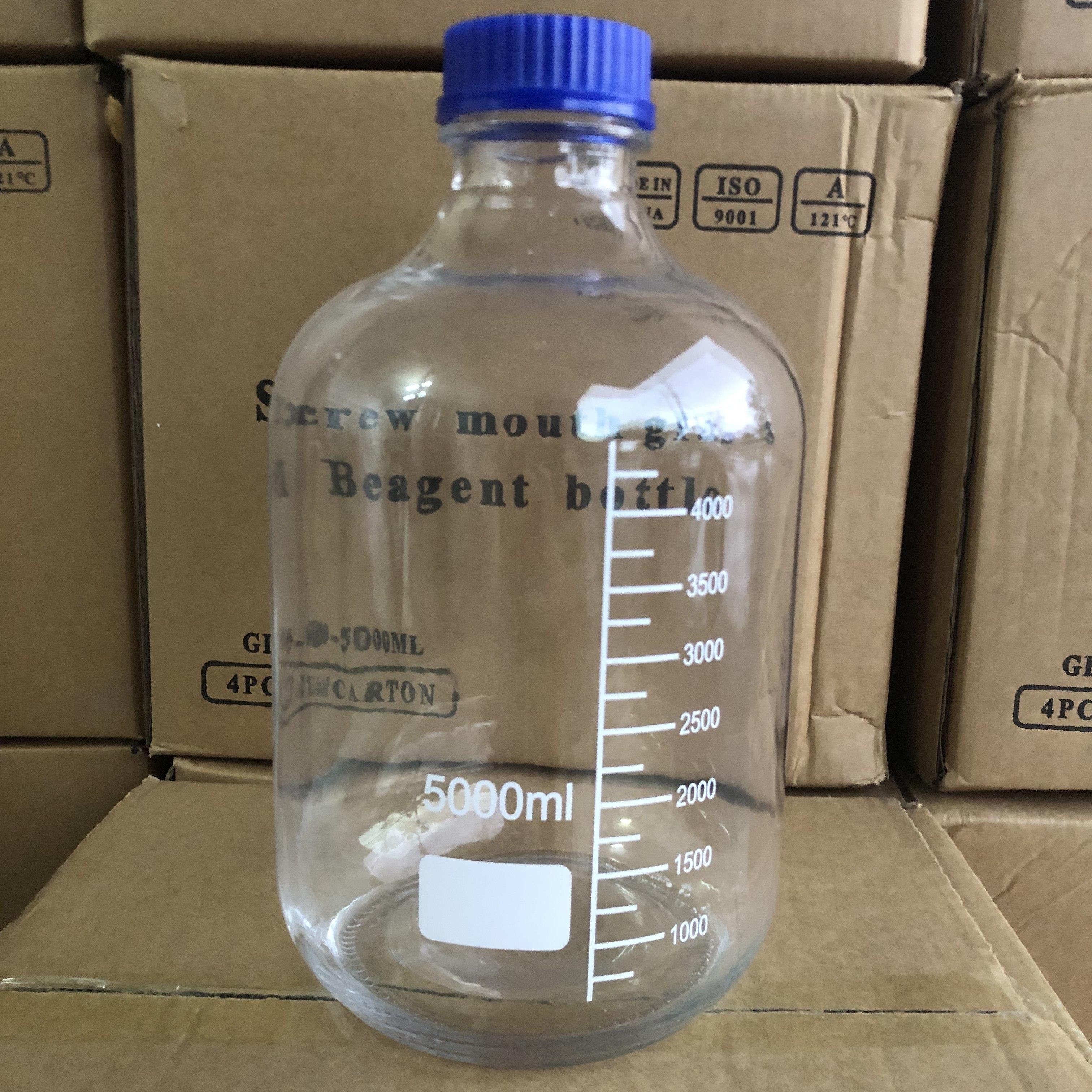 蓝盖试剂瓶螺纹口玻璃丝口瓶化学试剂瓶玻璃取样瓶实验密封瓶5L