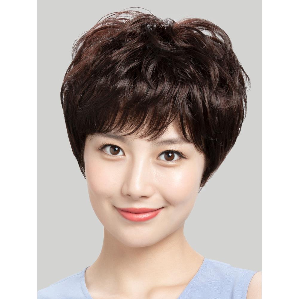 采购产品全假发的妇女与真正的头发,短发,真正的头发,中年和老