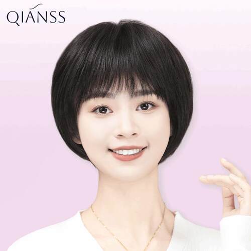 假发全头套女真人发丝短发日常波波头假发妈妈款中年女士真发减龄