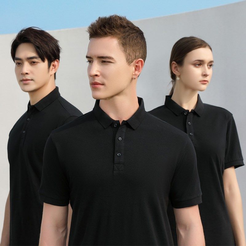 纯棉翻领短袖T恤工作服定制酒店餐饮火锅烧烤店超市服务员工装夏