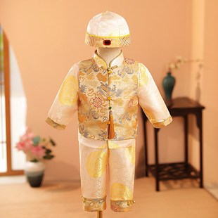 一周岁礼服男宝宝生日中国风高端百天冠衣中式唐装婴儿抓周宴春秋