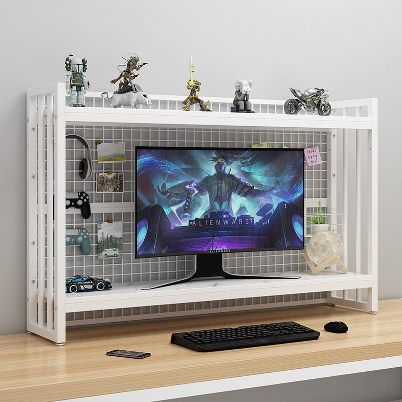 带网格电脑桌上置物架桌面台式显示器增高书架铁艺书桌上双层收纳,住宅家具,书架,淘宝优惠券,粉丝福利购,淘宝优惠卷