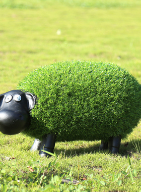 园林景观庭院户外草皮植绒羊玻璃钢卡通雕塑幼儿园装饰摆件工艺品