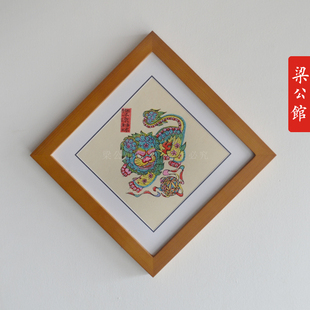 武强年画装饰画四季平安五福临门狮子滚绣球富贵花开手工年画