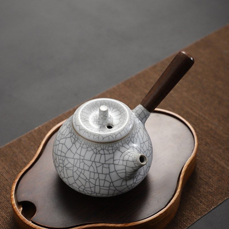 哥窑侧把壶功夫茶具家用可养开片小号汝窑陶瓷泡茶器防烫手单茶壶,餐饮具,茶壶,淘宝优惠券,粉丝福利购,淘宝优惠卷