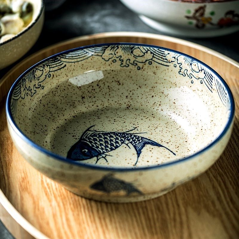 中式酸菜鱼碗汤碗陶瓷大碗盘子家用菜盘深盘复古餐具大号老式面碗,餐饮具,碗,淘宝优惠券,粉丝福利购,淘宝优惠卷