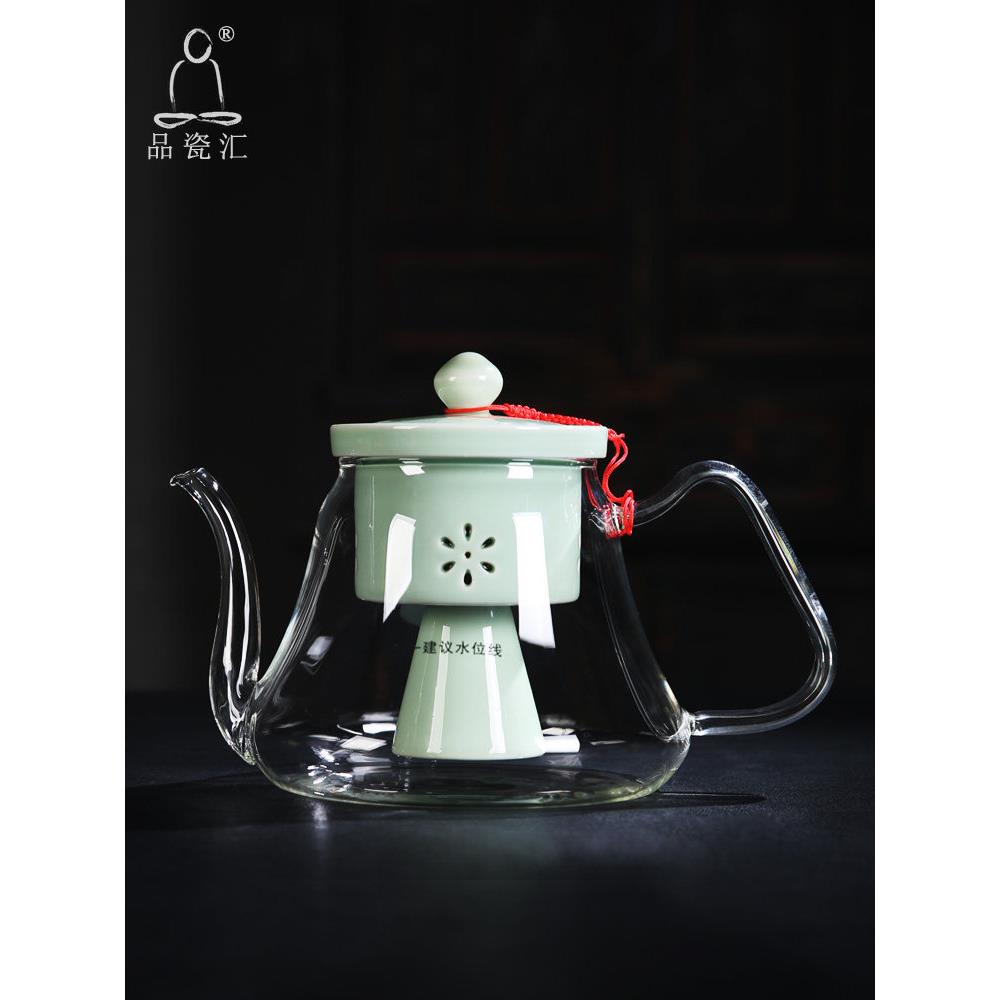品瓷汇养生壶玻璃蒸茶壶陶瓷蒸茶器黑茶普洱茶花茶电陶炉煮茶壶