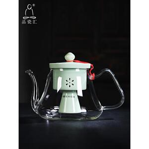 品瓷汇养生壶玻璃蒸茶壶陶瓷蒸茶器黑茶普洱茶花茶电陶炉煮茶壶