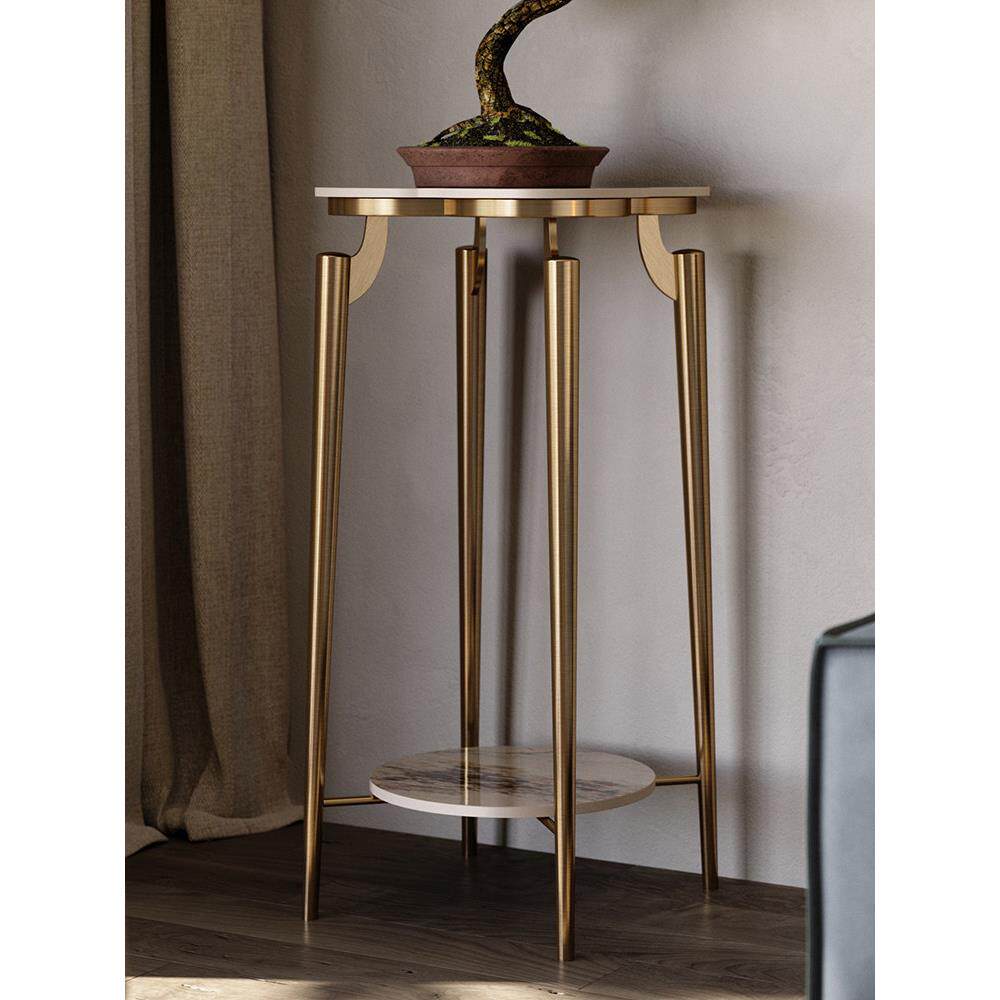 轻型豪华石板花架不锈钢客厅落地室内阳台储物架别墅入口盆景花架