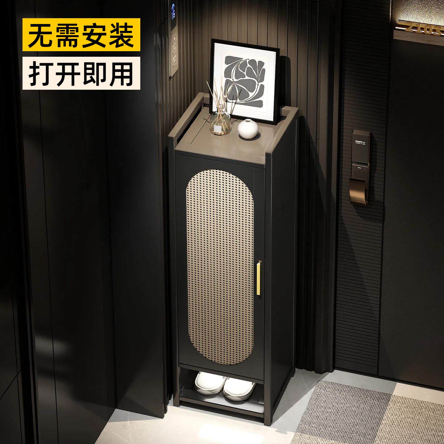 折叠鞋架小窄门口带门鞋柜防尘室外楼道走廊用不占地方鞋子收纳柜