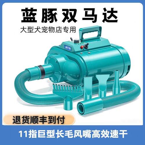 蓝豚宠物双马达吹水机