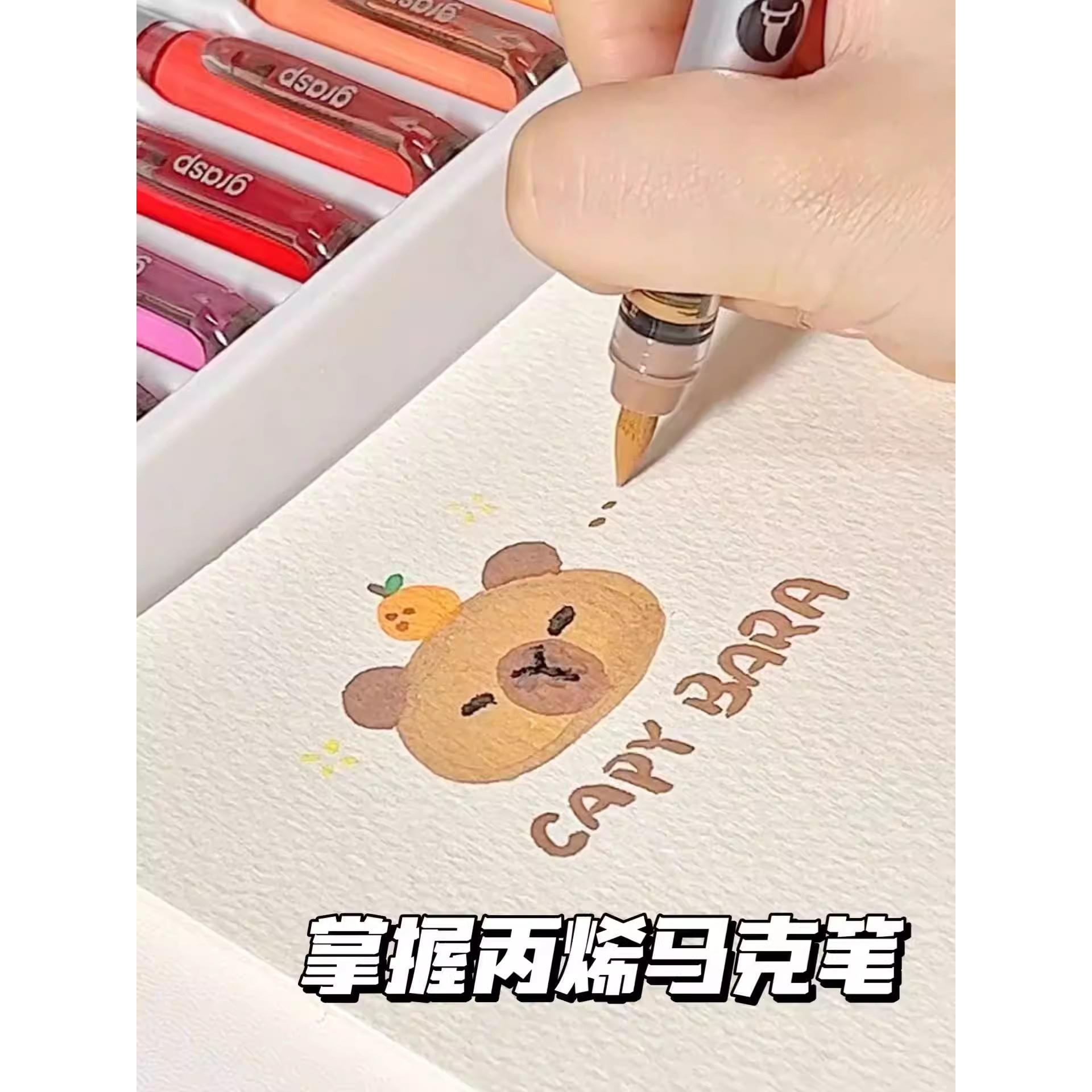 掌握丙烯麦克笔手账萤光笔DIY绘画水性墨水不透色涂鸦学生用彩色