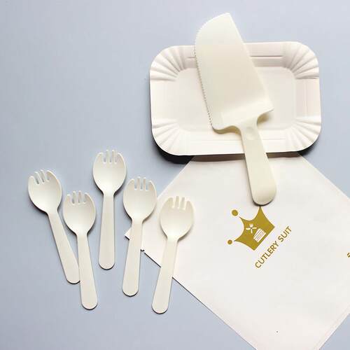 生日蛋糕餐盘 一次性餐具纸盘刀叉套餐塑料叉子 蛋糕碟子托盘商用