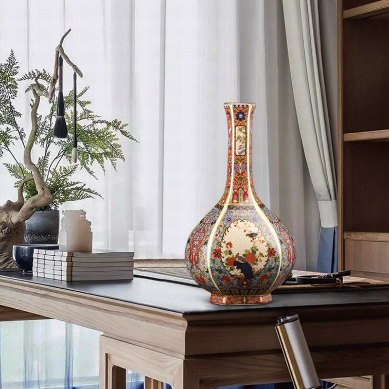 景德镇陶瓷器粉彩花瓶摆件客厅插花中式客厅酒柜博古架装饰品摆件,家居饰品,花瓶,淘宝优惠券,粉丝福利购,淘宝优惠卷