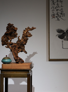 实木根雕随形摆件新中式禅意家居书柜茶室玄关酒店别墅客厅装饰品