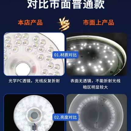 护眼全光谱LED吸顶灯灯芯替换光源圆形灯盘磁吸灯泡风扇灯led灯芯