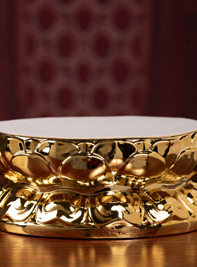 戴玉堂金色莲花底座观音菩萨佛像垫高坐台加高台座陶瓷莲花座摆件