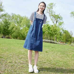 少女连衣裙中学生牛仔裙大童夏装新款初中生背带裙子高中生学院风