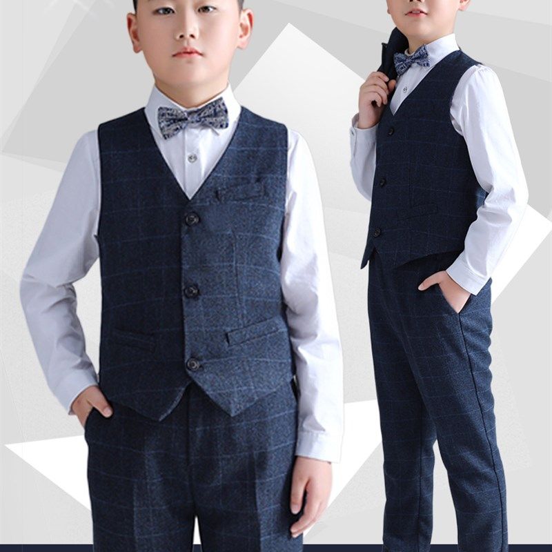 男童西装套装秋冬儿童礼服男孩主持人钢琴演出服加肥大码洋气西服